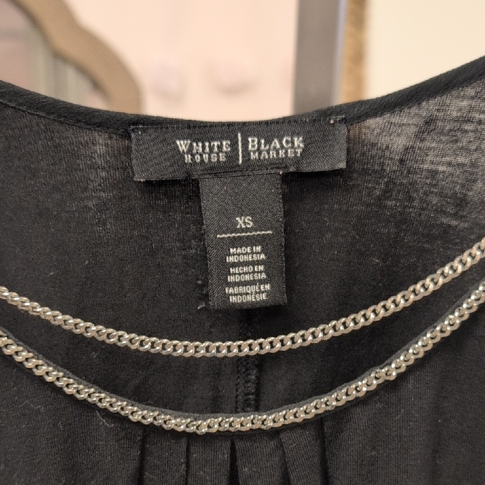 White House Black Market Black Camisole with Chain Accent - Picture 2 of 6
